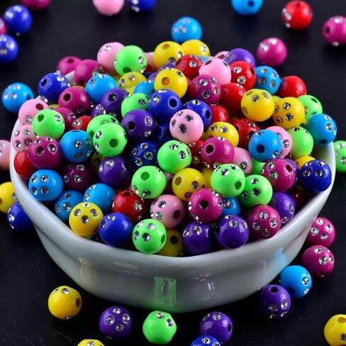 300 قطعة 8 مللي متر خرز أكريليك جيبسوفيلا لصنع المجوهرات والسوار ، خرز مرصع بحجر الراين للحرف اليدوية والديكور in Kuwait