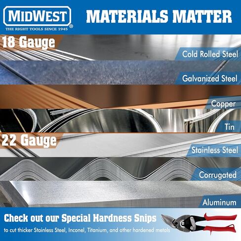 MIDWEST Aviation Snip Set - Left, Right and Straight Cut Offset Tin Cutting Shears with Forged Blade & KUSH'N-POWER Comfort Grips - MWT-6510RLS in Saudi Arabia
