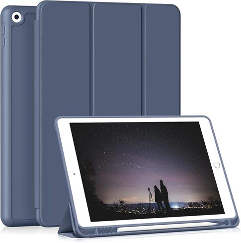 حافظة لجهاز iPad الجيل التاسع 2021/ حافظة iPad الجيل الثامن 2020 / حافظة iPad الجيل السابع 2019، حافظة من السيليكون مع حامل أقلام لجهاز iPad 9/8/7 10.2 بوصة، خاصية النوم/الاستيقاظ التلقائي، أخضر in Kuwait