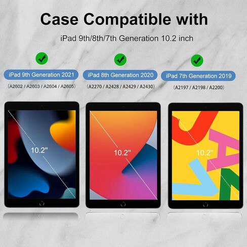 حافظة لجهاز iPad الجيل التاسع 2021/ حافظة iPad الجيل الثامن 2020 / حافظة iPad الجيل السابع 2019، حافظة من السيليكون مع حامل أقلام لجهاز iPad 9/8/7 10.2 بوصة، خاصية النوم/الاستيقاظ التلقائي، أخضر in Kuwait