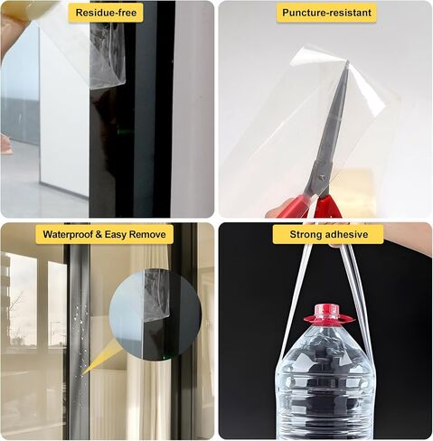 شريط إغلاق نافذة الطقس الشفاف مقاس 3 بوصة × 65 ياردة، شريط نافذة شفاف لفصل الشتاء، شريط لاصق لسدادة المسودة للأبواب والنوافذ وفجوات زجاج الدش in Kuwait