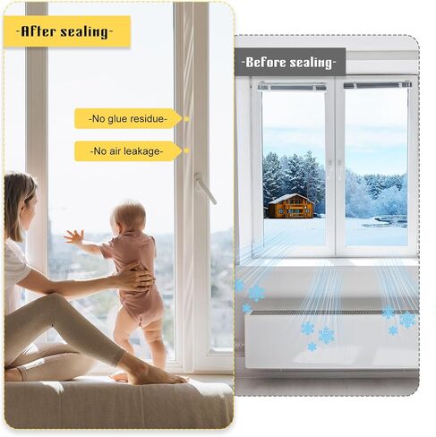 شريط إغلاق نافذة الطقس الشفاف مقاس 3 بوصة × 65 ياردة، شريط نافذة شفاف لفصل الشتاء، شريط لاصق لسدادة المسودة للأبواب والنوافذ وفجوات زجاج الدش in Kuwait