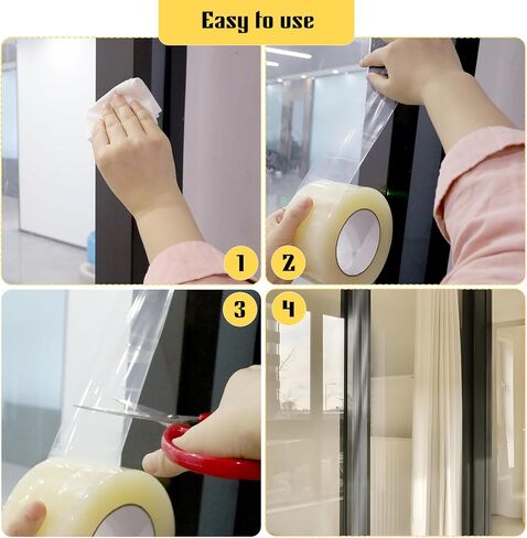شريط إغلاق نافذة الطقس الشفاف مقاس 3 بوصة × 65 ياردة، شريط نافذة شفاف لفصل الشتاء، شريط لاصق لسدادة المسودة للأبواب والنوافذ وفجوات زجاج الدش in Kuwait