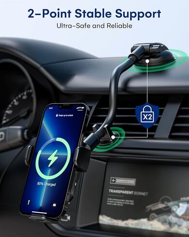 استبدال كأس شفط ZEEHOO للسيارة، حامل كأس شفط GPS [مفصل كروي 17 مم وذراع طويلة معقوفة] لشاحن السيارة اللاسلكي، حامل هاتف السيارة وGarmin Nuvi، لوحة القيادة والزجاج الأمامي in Kuwait