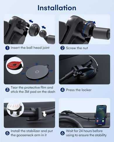 استبدال كأس شفط ZEEHOO للسيارة، حامل كأس شفط GPS [مفصل كروي 17 مم وذراع طويلة معقوفة] لشاحن السيارة اللاسلكي، حامل هاتف السيارة وGarmin Nuvi، لوحة القيادة والزجاج الأمامي in Kuwait