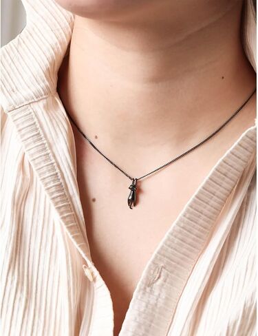 S.Leaf S925 Sterling Silver Cat Necklace Polish Mirror Silver Cat Pendant Necklace Cat Gifts for Cat Lovers in Saudi Arabia