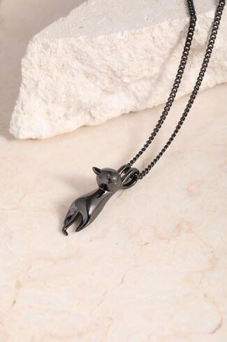 S.Leaf S925 Sterling Silver Cat Necklace Polish Mirror Silver Cat Pendant Necklace Cat Gifts for Cat Lovers in Saudi Arabia