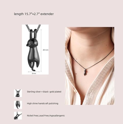 S.Leaf S925 Sterling Silver Cat Necklace Polish Mirror Silver Cat Pendant Necklace Cat Gifts for Cat Lovers in Saudi Arabia