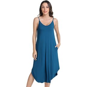 NACHILA Women's Full Slips for Under Dresses-Viscose Made from Bamboo, Adjustable Spaghetti Straps Cami Slip Dress in Kuwait