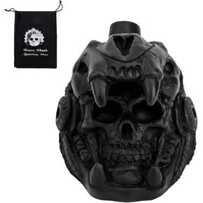 Aztec Death صافرة ، Skull Quetzalcoatl Design 125+ Decibels بصوت عالٍ أصيلة يصرخ صراخ حرب صراخ حقيقي مع هدايا حقيبة الرباط (أسود) in Kuwait