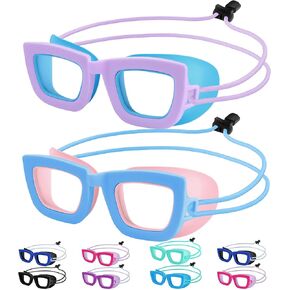 Vvinca Kids Swim Goggles ، 2 عبوة صغار للسباحة نظارات Bungee STRAP NO HAIR Hawring Hawing Anti-FOG/UV POOW in Kuwait