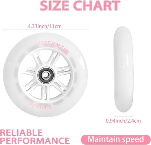 Inline Skate High Elastic Wheels Outdoor & Indoor 85a Inline Skate Replacement Wheels with ABEC-9 Bearings, 80mm (4-Pack)110mm(3-Pack) Diameter (80mm (4-Pack)) in Saudi Arabia