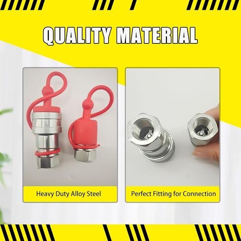 3/8'' AG - Hydraulic Quick Connect Coupler Set, Heavy-Duty Carbon Steel Coupling Fittings with 3/8" ISO Body and Dust Cap for Agriculture Construction Logging Equipment in Saudi Arabia