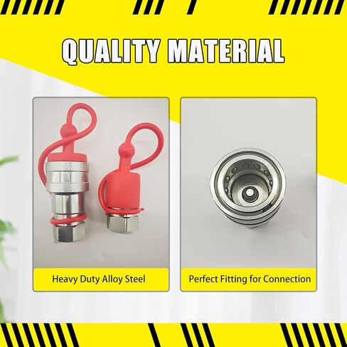 3/8'' AG - Hydraulic Quick Connect Coupler Set, Heavy-Duty Carbon Steel Coupling Fittings with 3/8" ISO Body and Dust Cap for Agriculture Construction Logging Equipment in Saudi Arabia