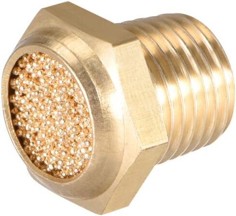 uxcell Brass Exhaust Muffler, G1/8 Male Thread 15/32" Hex Sintered Air Pneumatic Bronze Muffler with Brass Body Flat 15pcs in Saudi Arabia