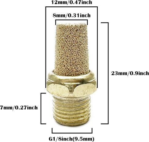10pcs كاتم الصوت الهوائية الهوائية ، G1/8inch (9.5mm) ذكور كاتم الصوت العادم الهوائي in Kuwait