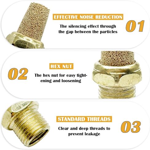 10pcs كاتم الصوت الهوائية الهوائية ، G1/8inch (9.5mm) ذكور كاتم الصوت العادم الهوائي in Kuwait