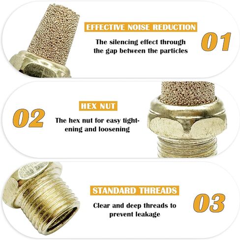 10pcs كاتم الصوت الهوائية الهوائية ، G1/8inch (9.5mm) ذكور كاتم الصوت العادم الهوائي in Saudi Arabia