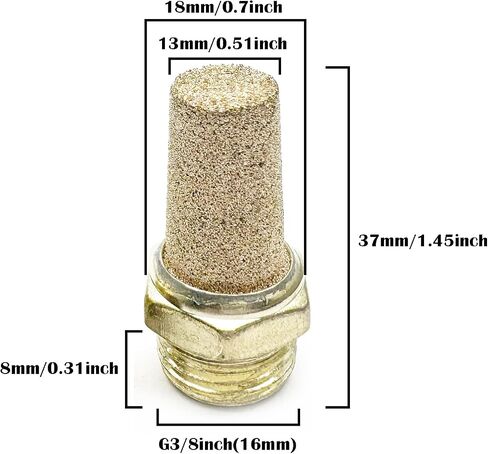 10pcs كاتم الصوت الهوائية الهوائية ، G1/8inch (9.5mm) ذكور كاتم الصوت العادم الهوائي in Kuwait