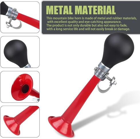 Shakas 1 PC Horncle Air Horn ، 7.87 "× 1.96" × 2.16 "PVC تذكير تحذير من سبيكة الحجم الكبير ، ملحق معدات الركوب ، مناسبة لمعظم الدراجات ، الدراجات الجبلية ، الدراجات الشاطئية (أحمر) in Saudi Arabia