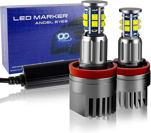 H8 LED Angel Eyes Halo Bulb Light Compatible For BMW E60 E61 E63 E64 E70 E90 E92 E70 E71 E82 E87 E89 1 3 5 Series X5/6 Z4/7 6000K Xenon Lamp 120W White in Saudi Arabia