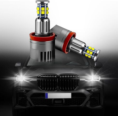 H8 LED Angel Eyes Halo Bulb Light Compatible For BMW E60 E61 E63 E64 E70 E90 E92 E70 E71 E82 E87 E89 1 3 5 Series X5/6 Z4/7 6000K Xenon Lamp 120W White in Saudi Arabia