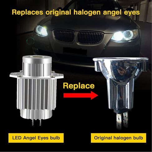 H8 LED Angel Eyes Halo Bulb Light Compatible For BMW E60 E61 E63 E64 E70 E90 E92 E70 E71 E82 E87 E89 1 3 5 Series X5/6 Z4/7 6000K Xenon Lamp 120W White in Kuwait