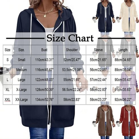 Long Zip Up Hoodie Women with 2 Zippers Trendy Lightweight Fleece Hoodies Oversized Fall Sweatshirt Travel Athletic in Saudi Arabia