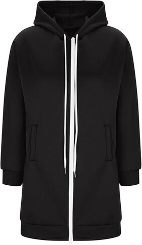 Long zip Up Hoodie Women مع اثنين من السوستة العصرية خفيفة الوزن هوديز الضخم سقوط من النوع الثقيل سافر رياضي in Kuwait