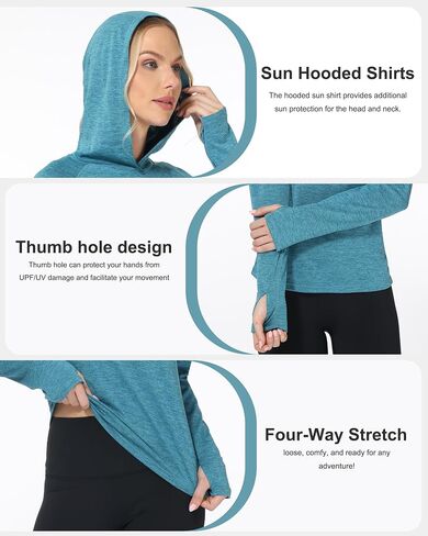 Roadbox Women's Sun Protection Hoodie Upf 50+ Long Sleeve Tries Hiking Fishing Hooded ، و Guard UV Rash for Women in Kuwait