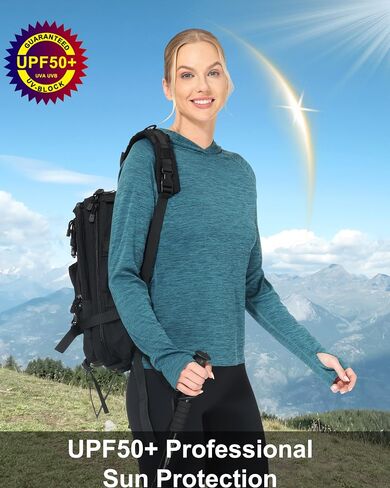 Roadbox Women's Sun Protection Hoodie Upf 50+ Long Sleeve Tries Hiking Fishing Hooded ، و Guard UV Rash for Women in Kuwait