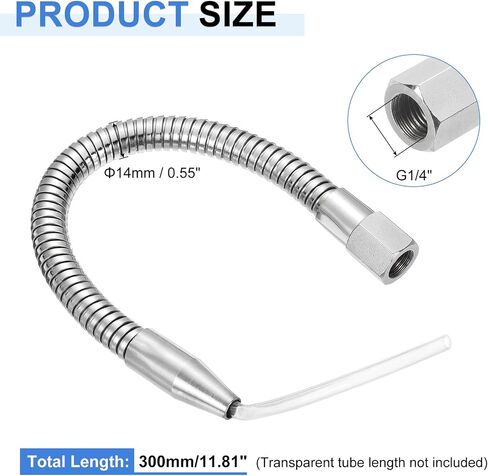 نظام رذاذ التزييت من Uxcell Mist ، 300 مم G1/4 "الخيط المعدني أنبوب تبريد زيت الماء المرن مع فوهة رأس مستدير لآلة التبريد CNC طحن المخرطة in Saudi Arabia