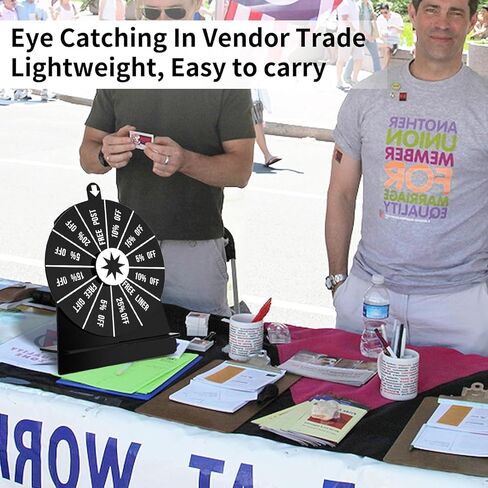 6 Inch Prize Wheel, 12 Slot, Black Prize Wheel with Stand, Small Roulette Spinner of Prizes for Vendor Event, Carnival, Classroom Game in Saudi Arabia
