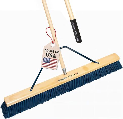 36" Heavy Duty Outdoor Push Broom with 60" Handle. Ideal for Ashpalt, Concrete & Heavy Debris. Durable American Made Steel Brackets-Stainless Steel Hardware. No Plastic. 100% Made in The USA. in Kuwait
