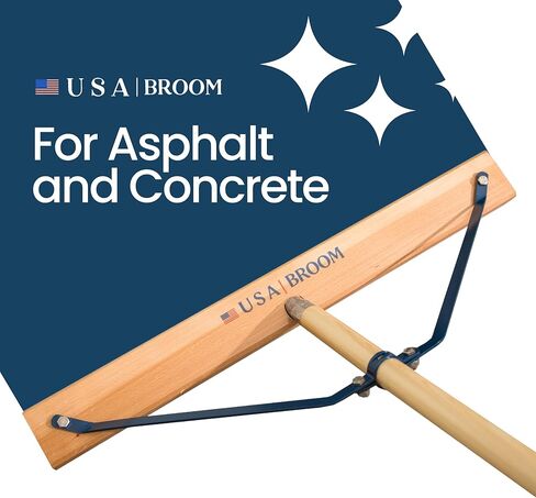 36" Heavy Duty Outdoor Push Broom with 60" Handle. Ideal for Ashpalt, Concrete & Heavy Debris. Durable American Made Steel Brackets-Stainless Steel Hardware. No Plastic. 100% Made in The USA. in Kuwait