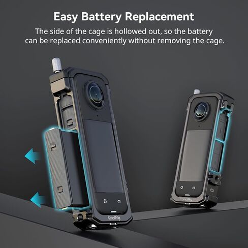 SmallRig Cage for Insta360 X5 Accessories, Aluminum Alloy Proteective Case for Insta360 x5 with Quick Release, Built-in Cold Shoe Mounts & 1/4" Threads, with Silicone Lens Guard Cap - 5195 in Saudi Arabia