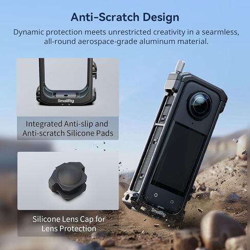 SmallRig Cage for Insta360 X5 Accessories, Aluminum Alloy Proteective Case for Insta360 x5 with Quick Release, Built-in Cold Shoe Mounts & 1/4" Threads, with Silicone Lens Guard Cap - 5195 in Saudi Arabia