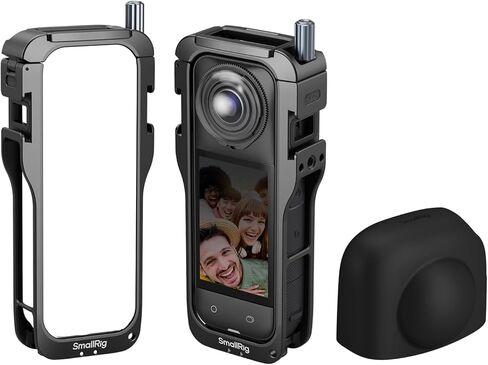 قفص صغير من أجل insta360 x5 accessories ، حالة بروتينية من سبائك الألومنيوم لـ Insta360 x5 مع إطلاق سريع ، حوامل أحذية باردة مدمجة و 1/4 بوصة ، مع غطاء حراسة عدسة السيليكون - 5195 in Kuwait