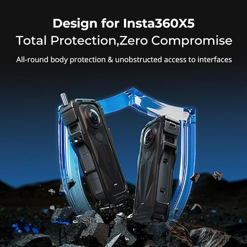 قفص صغير من أجل insta360 x5 accessories ، حالة بروتينية من سبائك الألومنيوم لـ Insta360 x5 مع إطلاق سريع ، حوامل أحذية باردة مدمجة و 1/4 بوصة ، مع غطاء حراسة عدسة السيليكون - 5195 in Kuwait