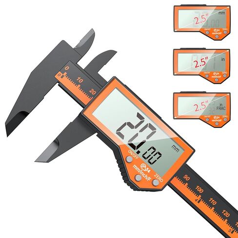 Preciva 6 Inch Digital Caliper, High Precision Measuring Tool with Large LCD Screen,Inch/Metric/Fraction Conversion, Auto-Off Feature, Vernier Caliper for DIY and Household (Orange) in Kuwait