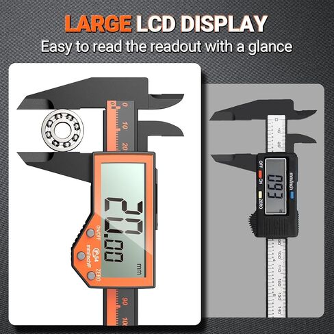 Preciva 6 Inch Digital Caliper, High Precision Measuring Tool with Large LCD Screen,Inch/Metric/Fraction Conversion, Auto-Off Feature, Vernier Caliper for DIY and Household (Orange) in Kuwait