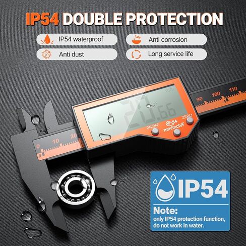 Preciva 6 Inch Digital Caliper, High Precision Measuring Tool with Large LCD Screen,Inch/Metric/Fraction Conversion, Auto-Off Feature, Vernier Caliper for DIY and Household (Orange) in Kuwait