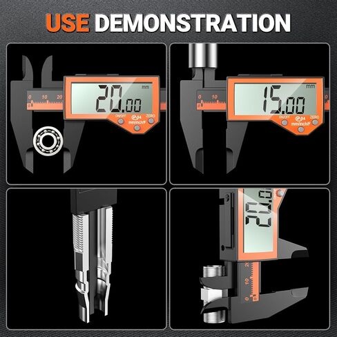 Preciva 6 Inch Digital Caliper, High Precision Measuring Tool with Large LCD Screen,Inch/Metric/Fraction Conversion, Auto-Off Feature, Vernier Caliper for DIY and Household (Orange) in Kuwait