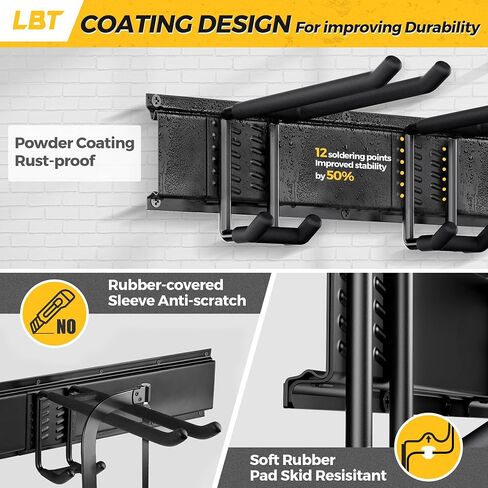 LBT 66 "أداة مرآب منظم جدار جدار - 720 رطلاً منظمًا لأدوات الحديقة مع خطافات قابلة للتعديل ، رف تخزين مرآب للمعادن الثقيلة ، حامل رف سقيفة مضاد للوقوف معلقة على الجليد in Kuwait