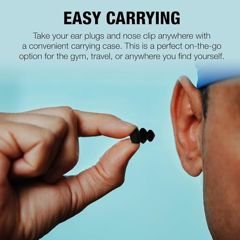 Nose Clip and Ear Plugs Swim Set Trnr-NCEP, Swimming Accessories for Women and Men, Nose Clip and Silicone Ear Plugs for Swimming, Reusable Waterproof Earplugs Swim Gear in Saudi Arabia