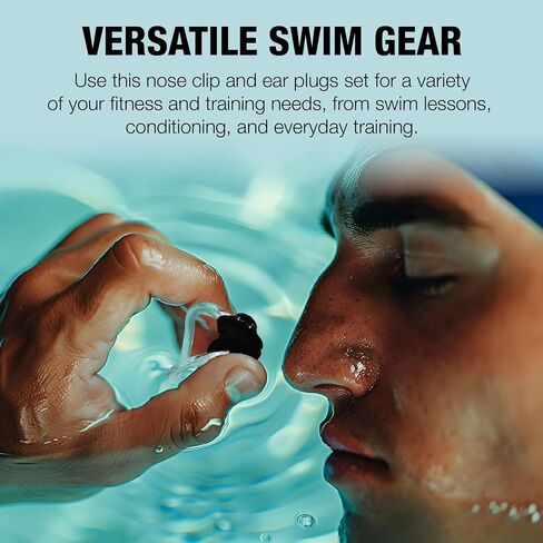 Nose Clip and Ear Plugs Swim Set Trnr-NCEP, Swimming Accessories for Women and Men, Nose Clip and Silicone Ear Plugs for Swimming, Reusable Waterproof Earplugs Swim Gear in Saudi Arabia