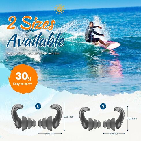 Swimming Ear Plugs, 2 Pairs Swimmers Earplugs for Adults Teens- Block Water Out, Ultra Soft, Custom Fit, Water Protection Reusable Plugs for Sailing Surfing Parasailing Diving Shower, Black in Saudi Arabia
