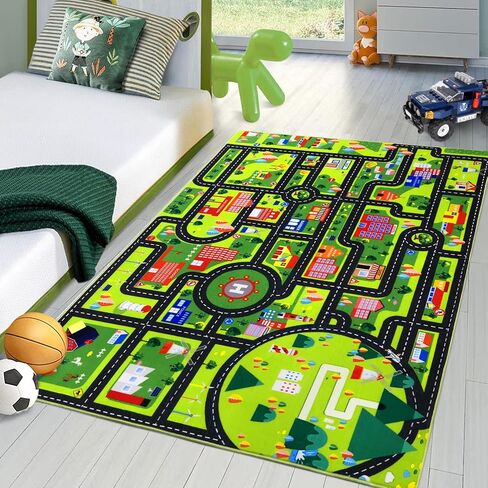 أطفال سجادة Playmat 8x10 لعب البساط الأطفال الكبار لعب البساط المدينة الطريق مرور حصيرة منخفضة كومة السجاد غير المرح على الأطفال الأطفال الحضانة في الفصل الدراسي التعليمية سجاد السجاد الأسود in Kuwait