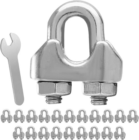 20 PCS 1/8 بوصة M3 حبل السلك مشبك مع وجع ، 304 مقاطع سلك الكابلات من الفولاذ المقاوم للصدأ ، u clamp clamp stitener in Saudi Arabia