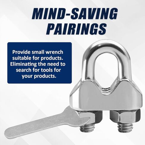 20 PCS 1/8 بوصة M3 حبل السلك مشبك مع وجع ، 304 مقاطع سلك الكابلات من الفولاذ المقاوم للصدأ ، u clamp clamp stitener in Saudi Arabia